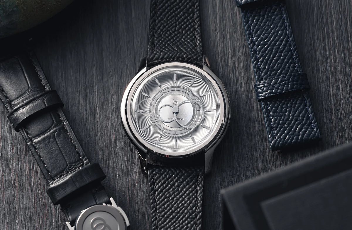 La Pièce n°2 - Silver - Leather strap - Grained Blue