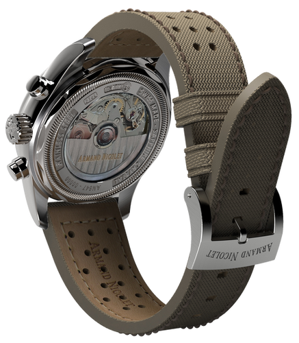 mechanical automatic beige & orange strap with khaki canvas strap