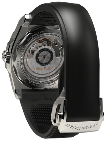 mechanical automatic black watch with black rubber strap