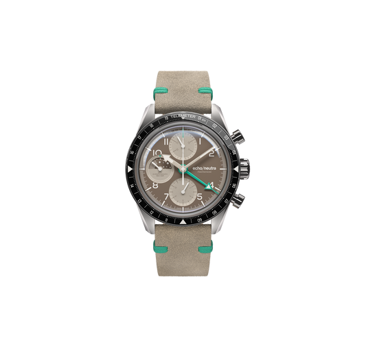 1956 Chrono GMT Cappuccino - Cinturino in suede beige vintage / Cinturino Tropical in gomma nera