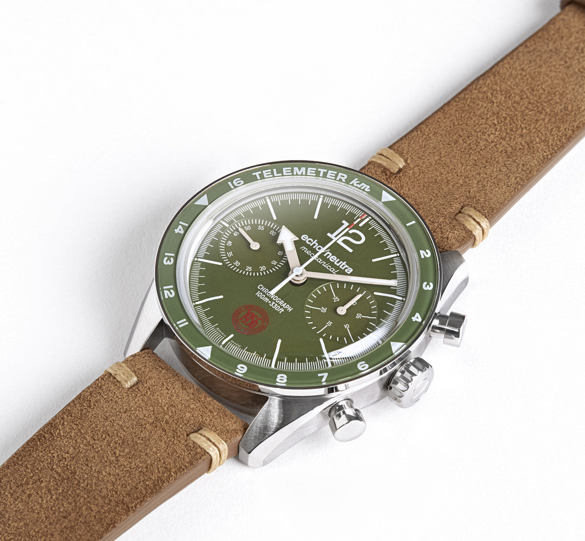 1956 Cronografo Alpine Green - Gomma Tropicale Nera / Pelle Vintage Nera