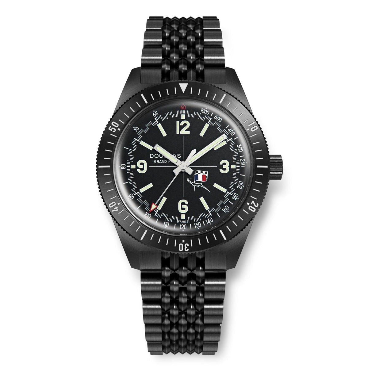 Douglas Grand Prix Professional Racing Watch - Black PVD - René Bonnet Djet 1962 Limited Edition - Black Rally Leather Strap