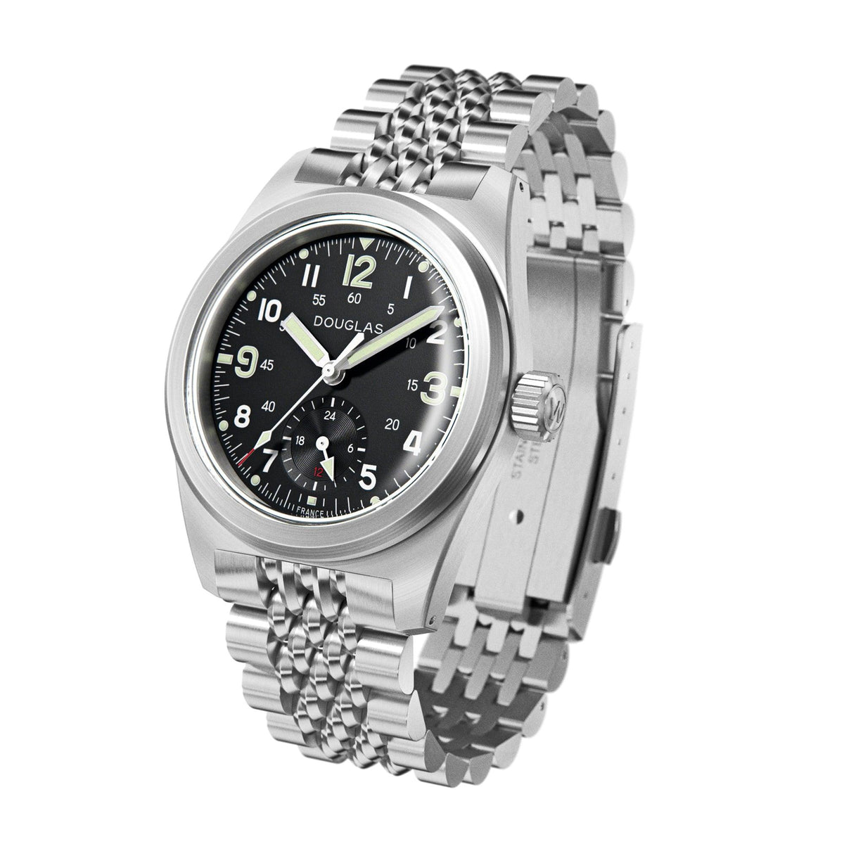 Outrider Professional Mecaquartz 38 Field Watch – Black - Green Nylon & Leather Strap