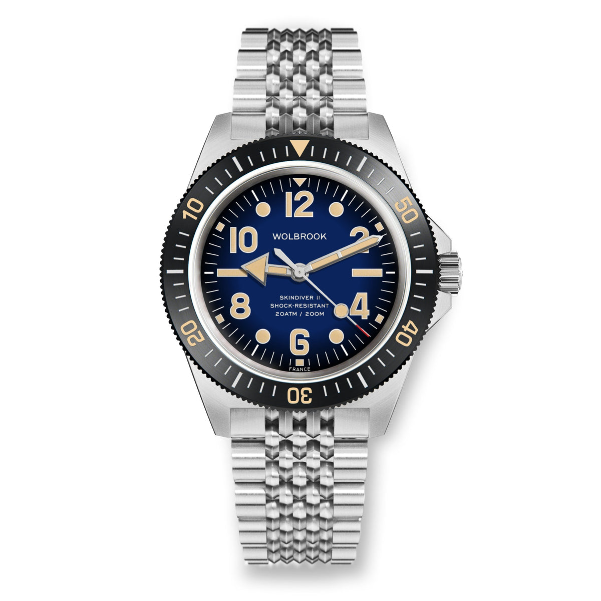 Skindiver II Automatic Dive Watch - "Jumbo Indices" Smoked Blue - Blue "Tropic" Rubber Strap