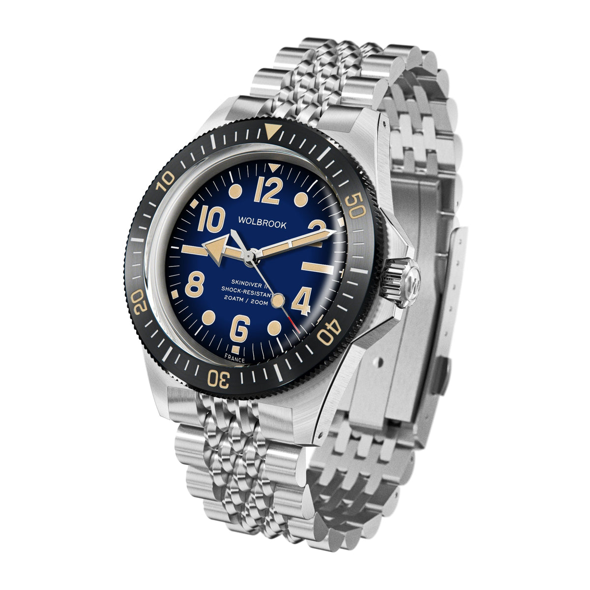 Skindiver II Automatic Dive Watch - "Jumbo Indices" Smoked Blue - Blue "Tropic" Rubber Strap