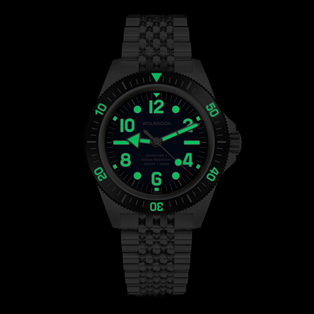 Skindiver II Automatic Dive Watch - "Jumbo Indices" Smoked Blue - Blue "Tropic" Rubber Strap