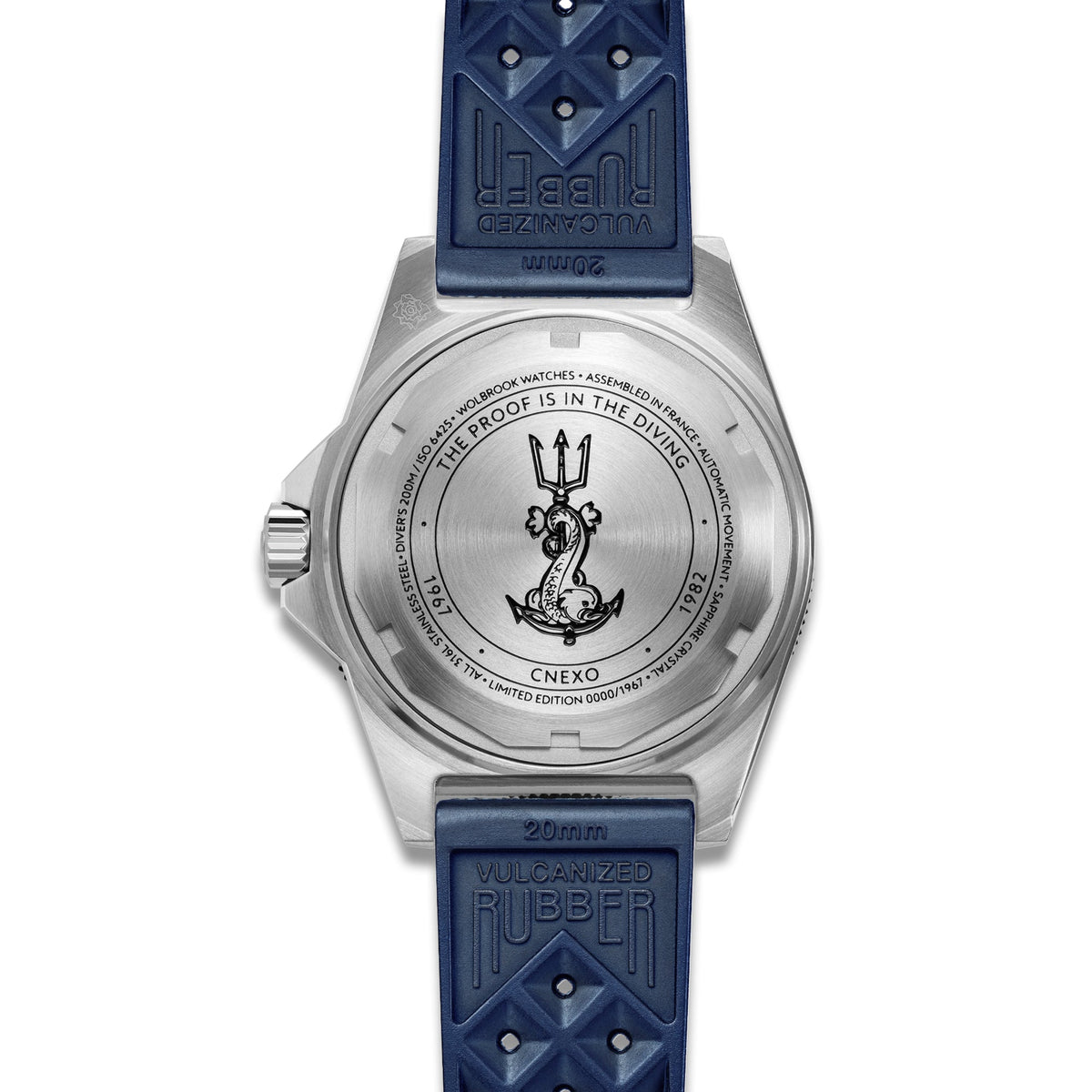 Skindiver II Automatic Dive Watch - "Jumbo Indices" Smoked Blue - Blue "Tropic" Rubber Strap