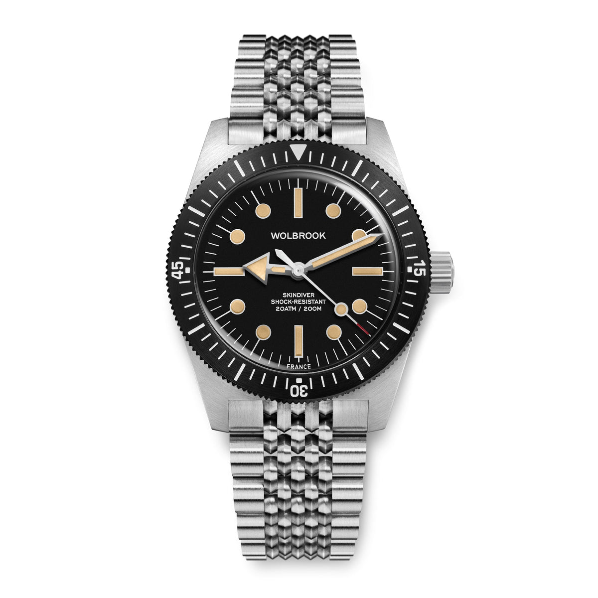 Skindiver Automatic Dive Watch - 38 mm - Old Radium Lume - Black "Tropic" Rubber Strap