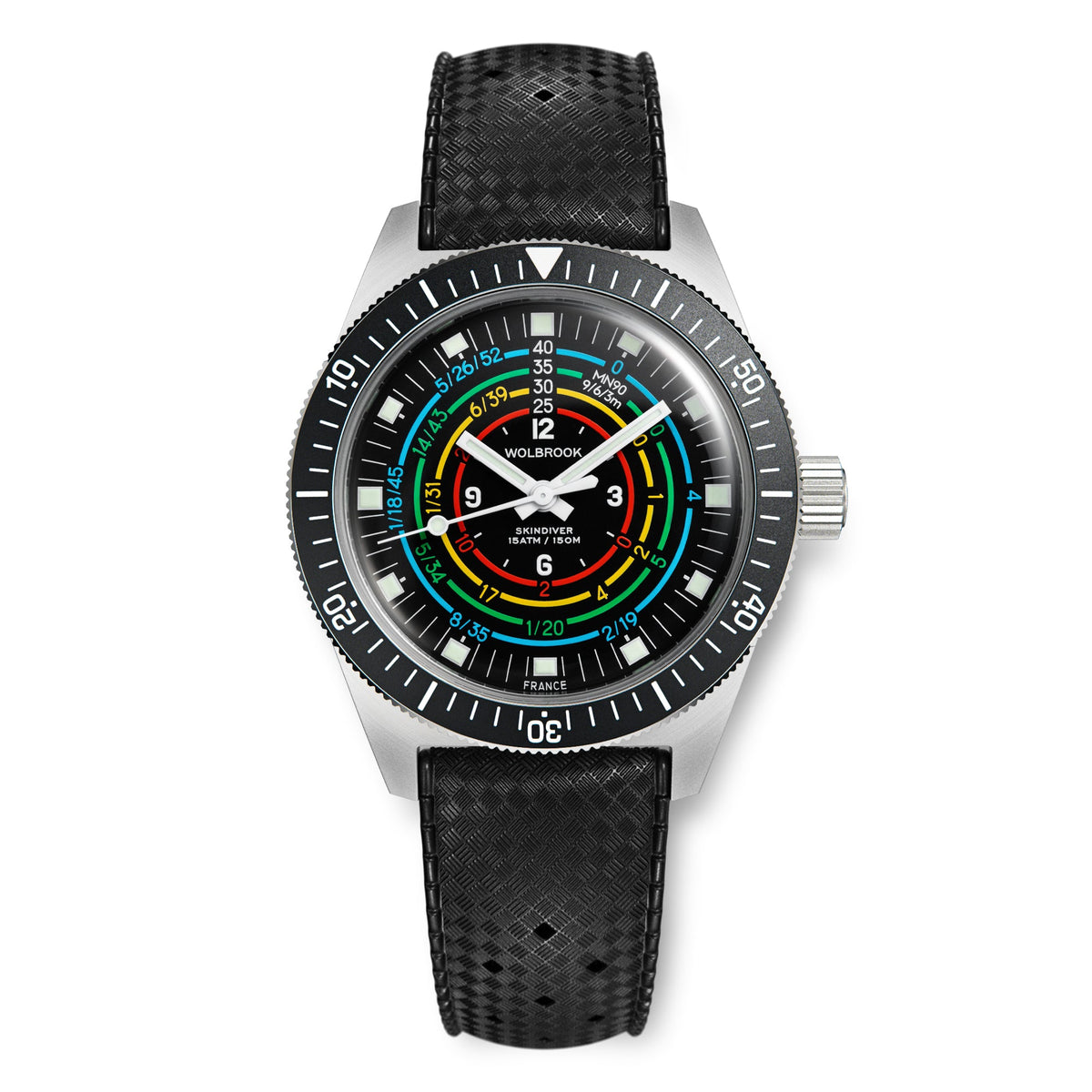 Skindiver Decompression Automatic Watch - MN90 - Sky Blue "Tropic" Rubber Strap