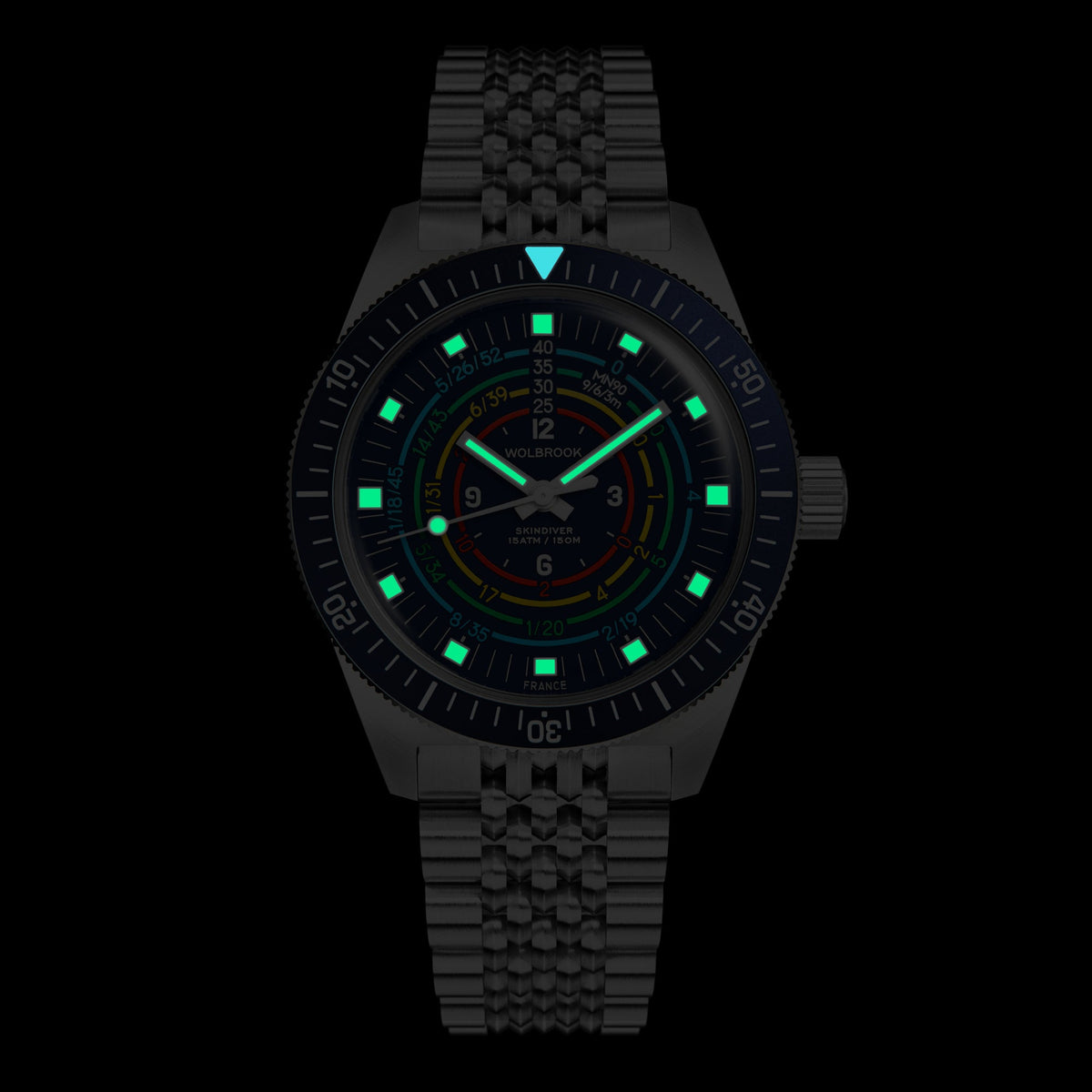 Skindiver Decompression Automatic Watch - MN90 - Blue - Dark Blue "Tropic" Rubber Strap
