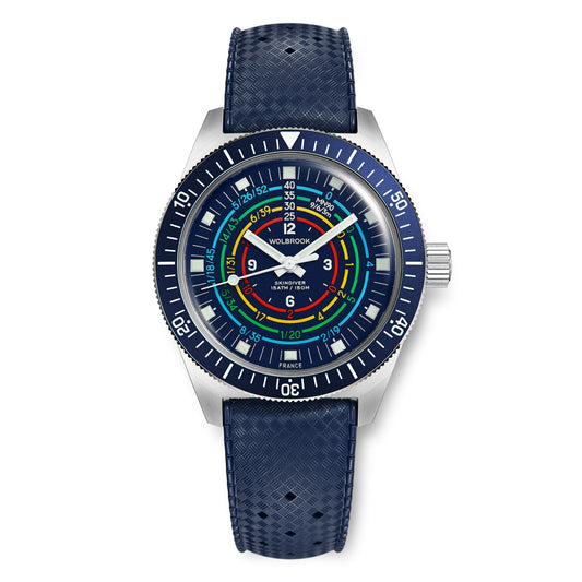 Skindiver Decompression Automatic Watch - MN90 - Blue - Dark Blue "Tropic" Rubber Strap