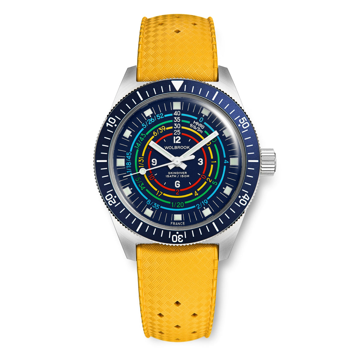 Skindiver Decompression Automatic Watch - MN90 - Blue - Dark Blue "Tropic" Rubber Strap