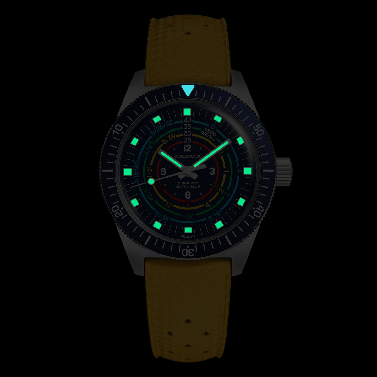 Skindiver Decompression Automatic Watch - MN90 - Blue - Dark Blue "Tropic" Rubber Strap