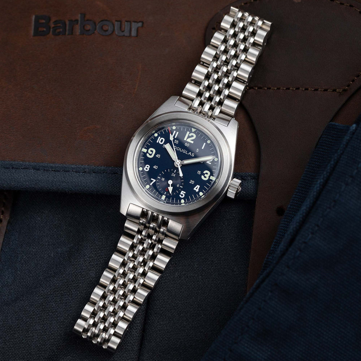 Outrider Professional Mecaquartz 38 Field Watch – Blue - Blue Nylon & Leather Strap