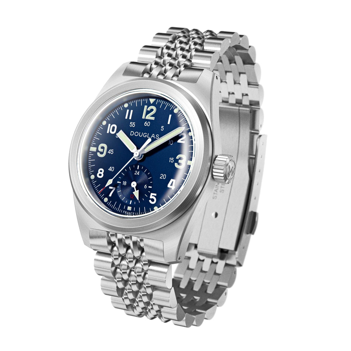 Outrider Professional Mecaquartz 38 Field Watch – Blue - Blue Nylon & Leather Strap