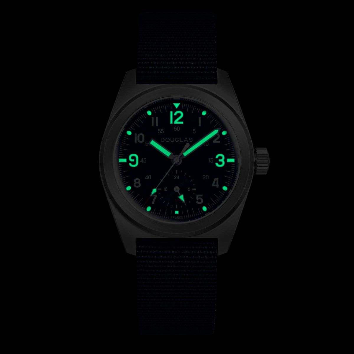 Outrider Professional Mecaquartz 38 Field Watch – Blue - Blue Nylon & Leather Strap
