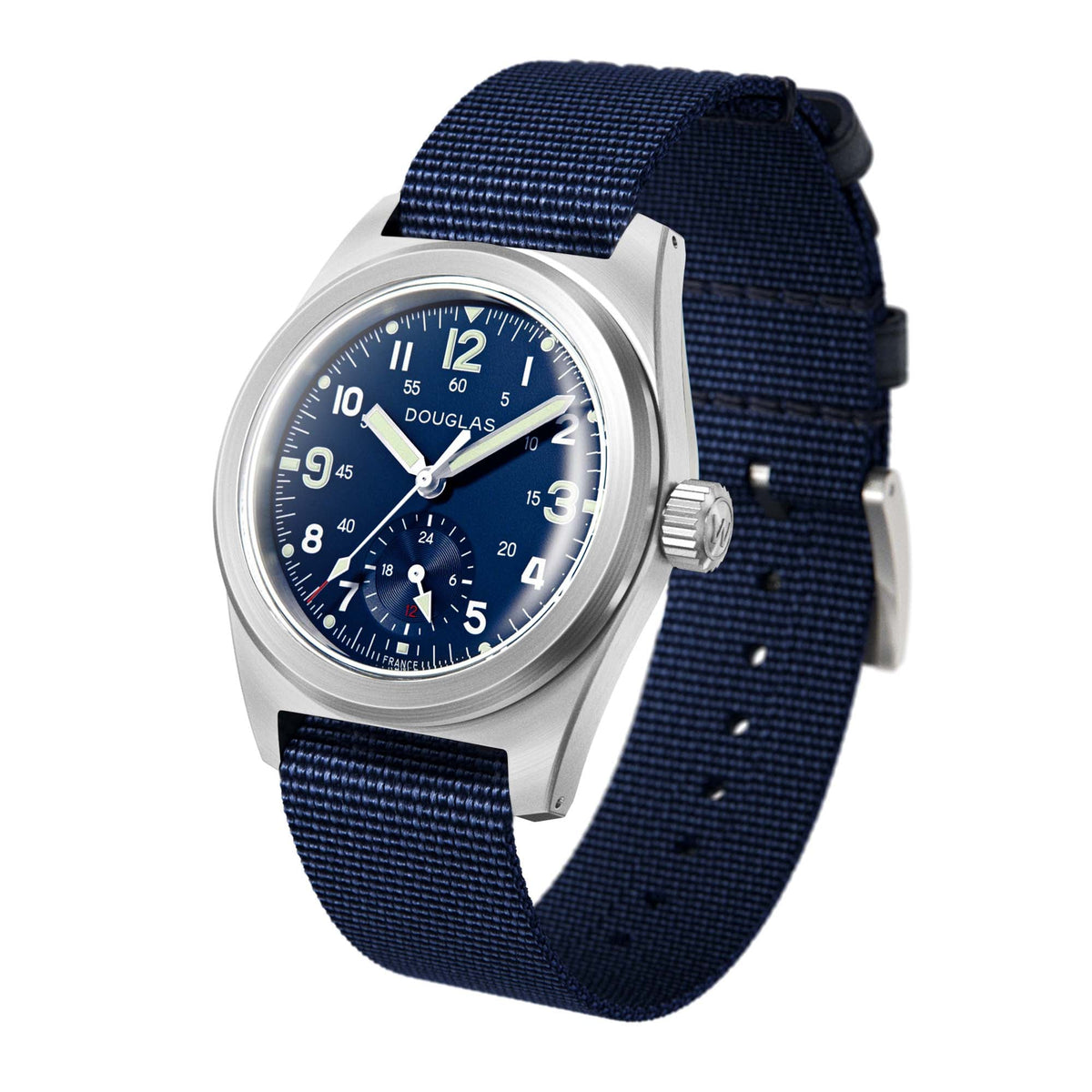 Outrider Professional Mecaquartz 38 Field Watch – Blue - Blue Nylon & Leather Strap