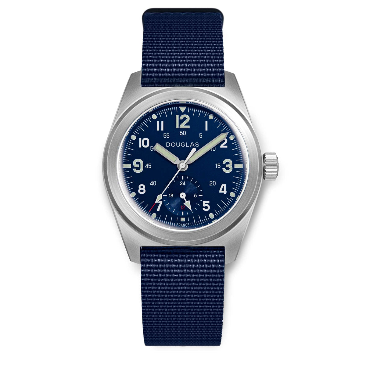 Outrider Professional Mecaquartz 38 Field Watch – Blue - Blue Nylon & Leather Strap
