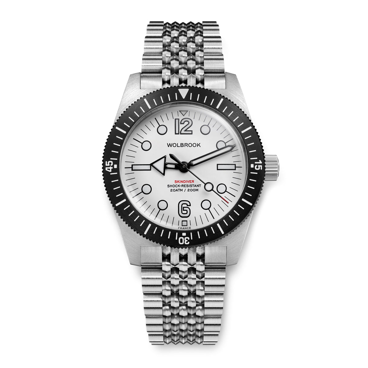 Skindiver Automatic 38 mm Jumbo Dive Watch - Arctic - Black "Tropic" Rubber Strap