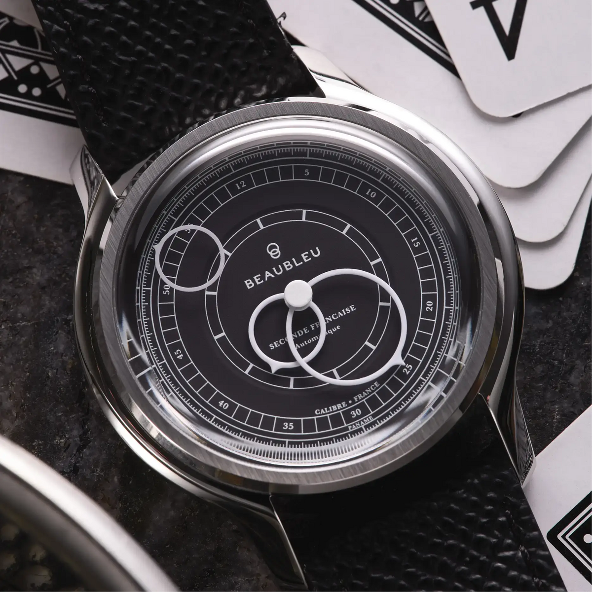 Seconde Française 19.24 | Anthracite Gray - Leather strap - Caiman Black
