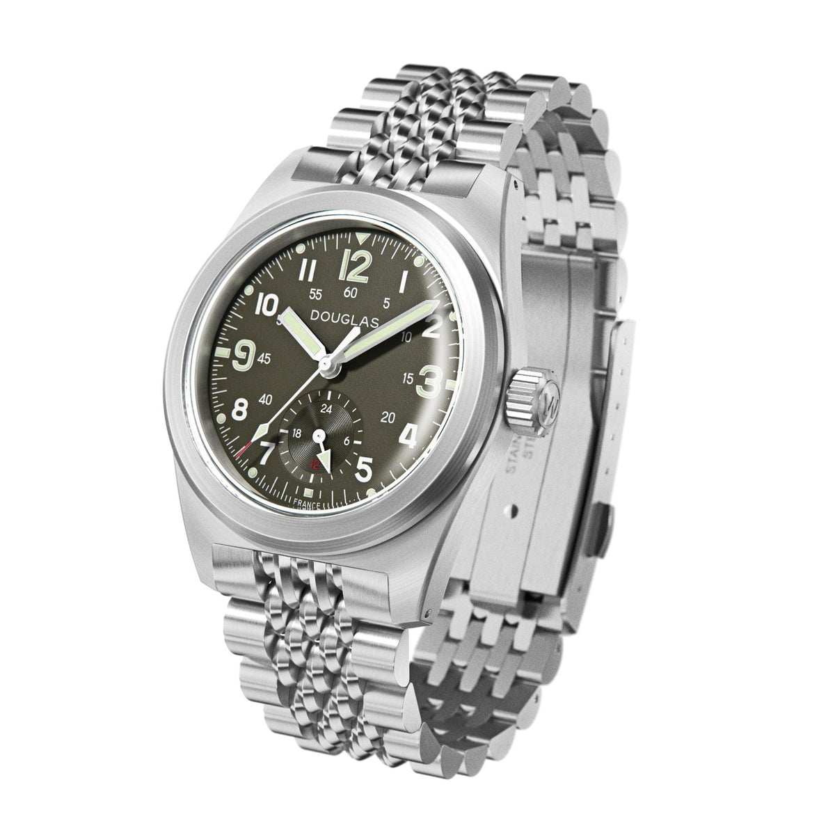 Outrider Professional Mecaquartz 38 Field Watch – French Army Green - Green Nylon & Leather Strap