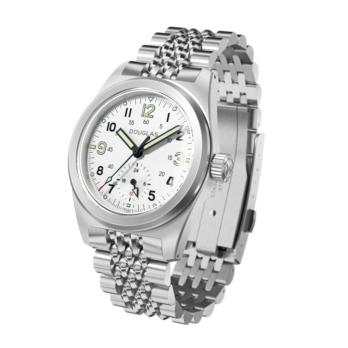 Outrider Professional Mecaquartz 38 Field Watch – White - Green Nylon & Leather Strap