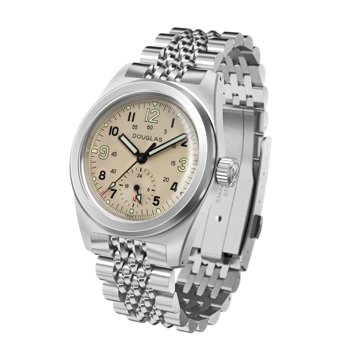 Outrider Professional Mecaquartz 38 Field Watch – Desert Sand - Green Nylon & Leather Strap