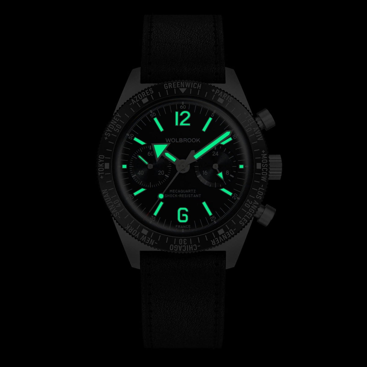 Skindiver WT Chrono-Mecaquartz Chronograph - Black Leather Strap