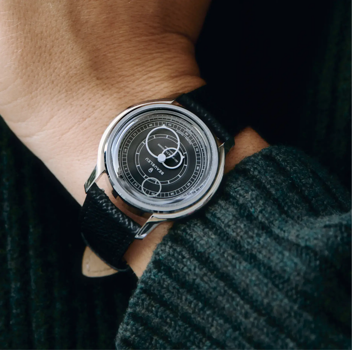 Seconde Française 19.24 | Anthracite Gray - Leather strap - Caiman Black