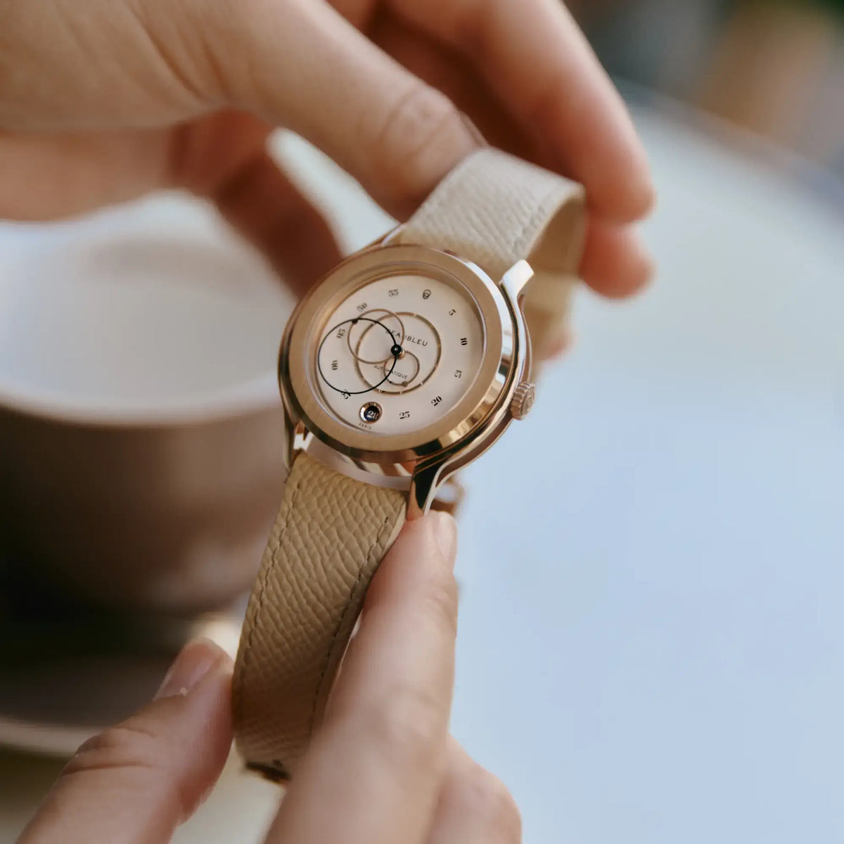 Ecce Lys - Leather strap - Caiman Blue