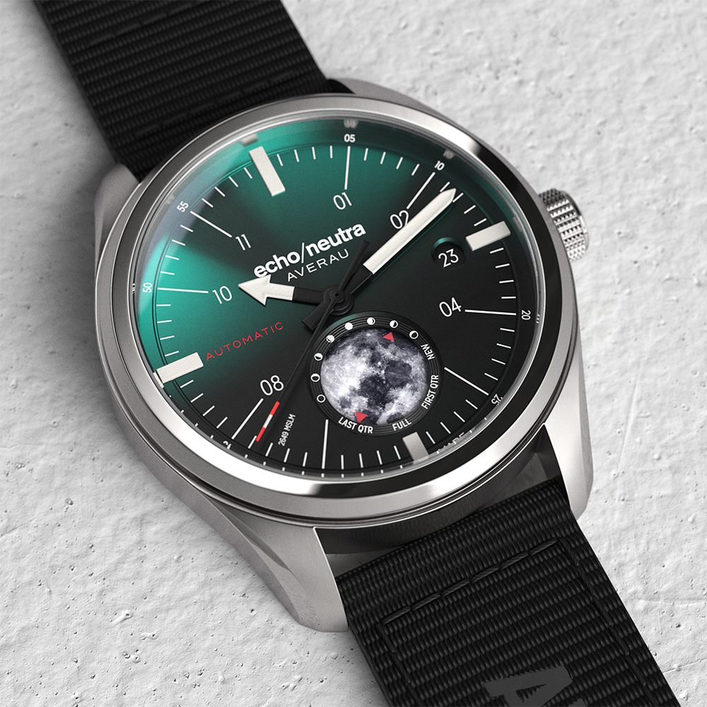AVERAU 39 Moon phase "Big Moon" Green Degradè - Tessuto nero