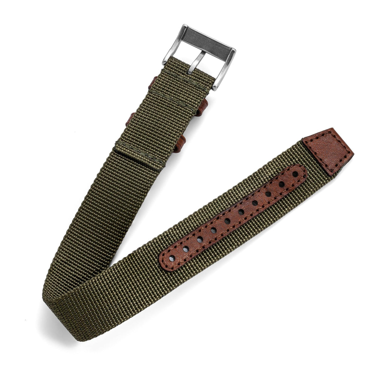 Outrider Professional Mecaquartz 38 Field Watch – White - Green Nylon & Leather Strap