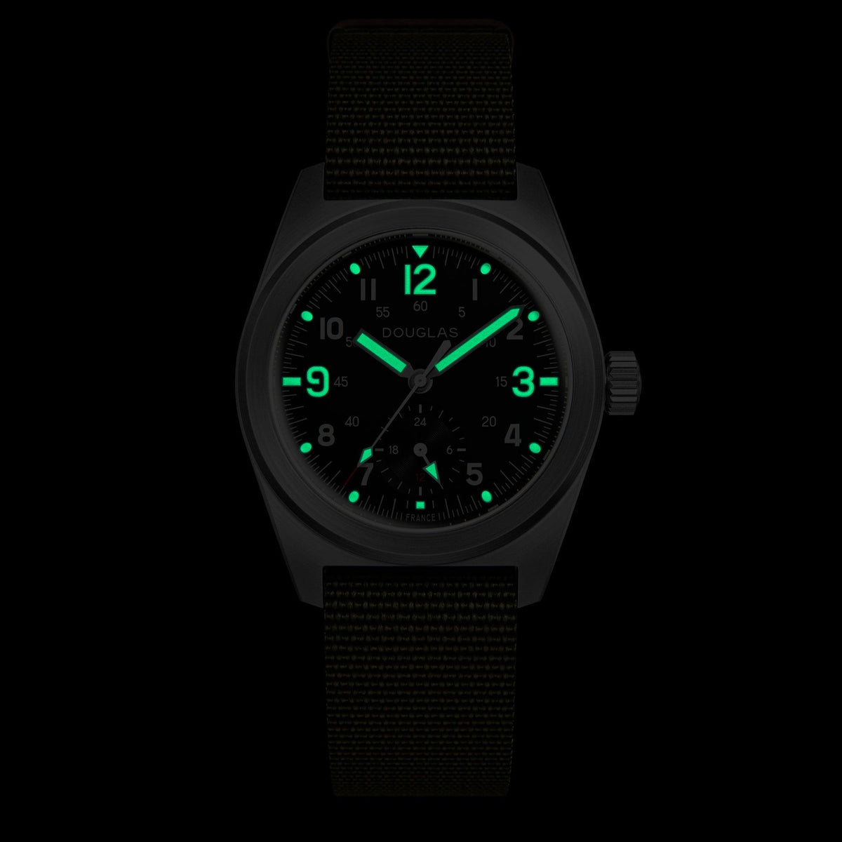 Outrider Professional Mecaquartz 38 Field Watch – Black - Green Nylon & Leather Strap