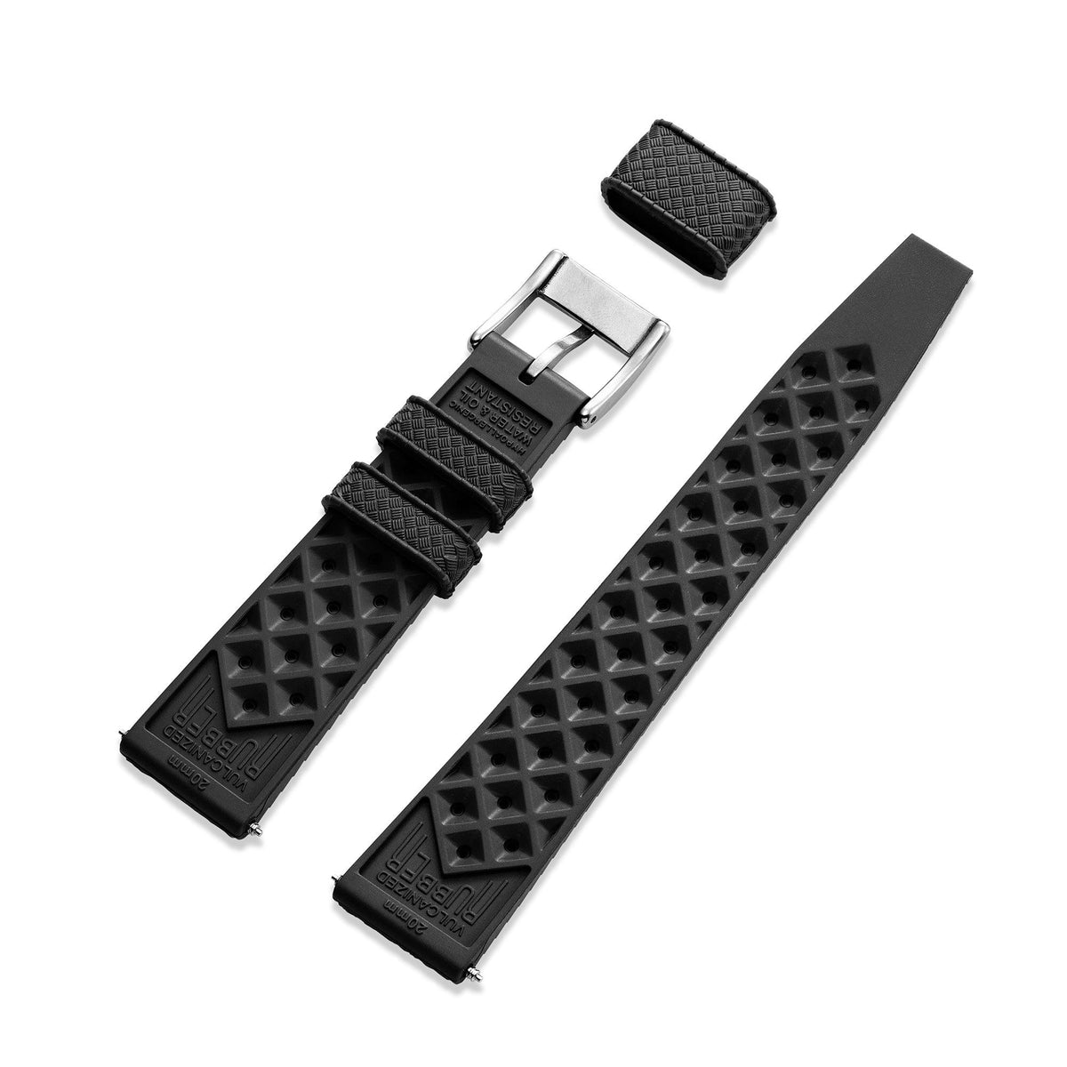 Skindiver Automatic 38 mm Even Numerals Dive Watch - Green Lume - Black "Tropic" Rubber Strap