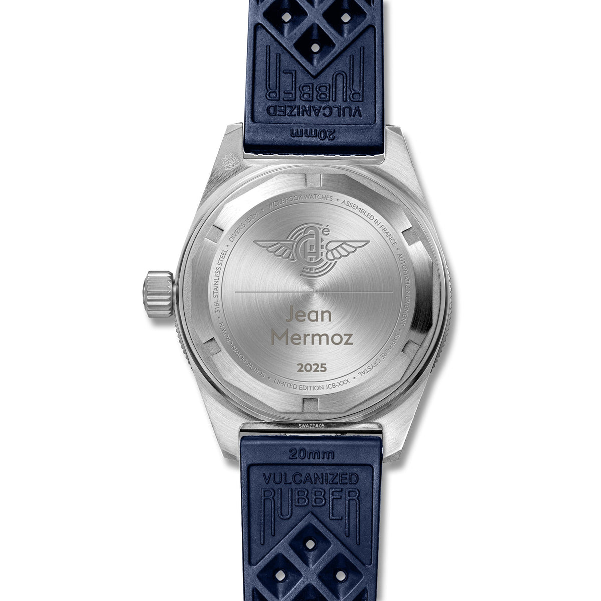 Skindiver WT Automatic Watch - Aéro-Club de France - Special Edition - Blue One-Piece Leather Strap / No