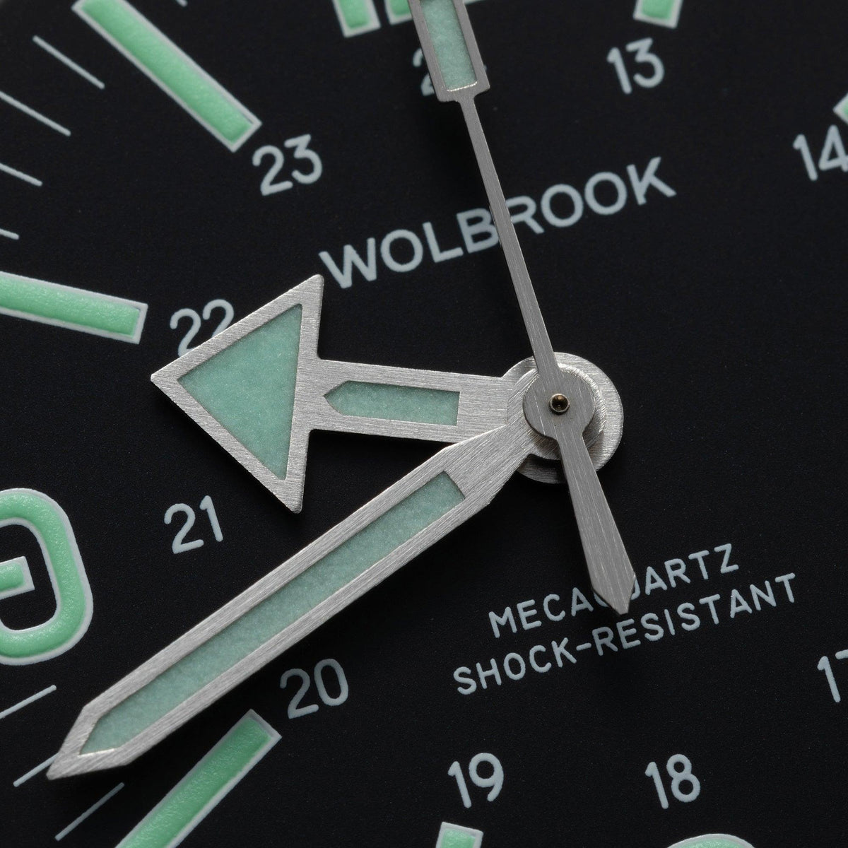 Skindiver WT Mecaquartz Watch - Green Lum & Black PVD - Black Nylon & Leather Strap
