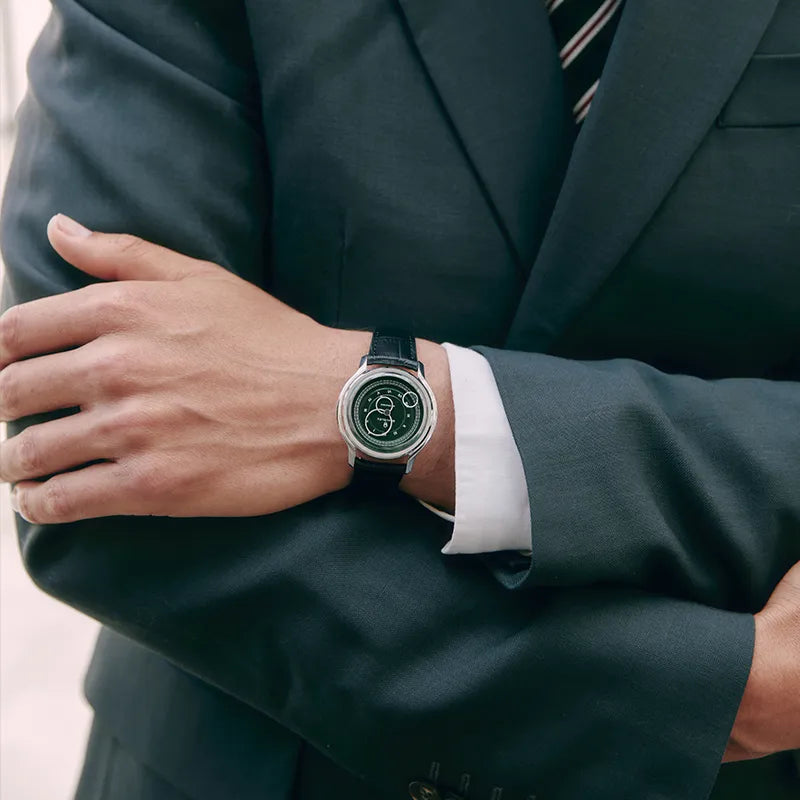 La Pièce n°1 - Olive Green - Leather strap - Grained Black