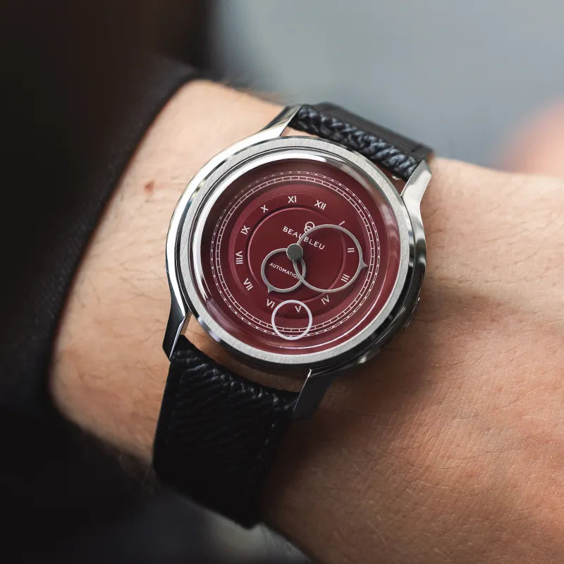 La Pièce n°1 - Burgundy - Leather strap - Grained Black