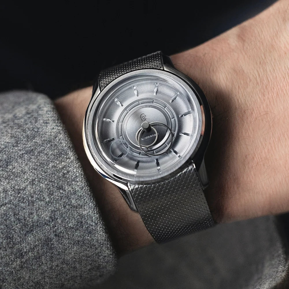 La Pièce n°2 - Silver - Leather strap - Grained Blue