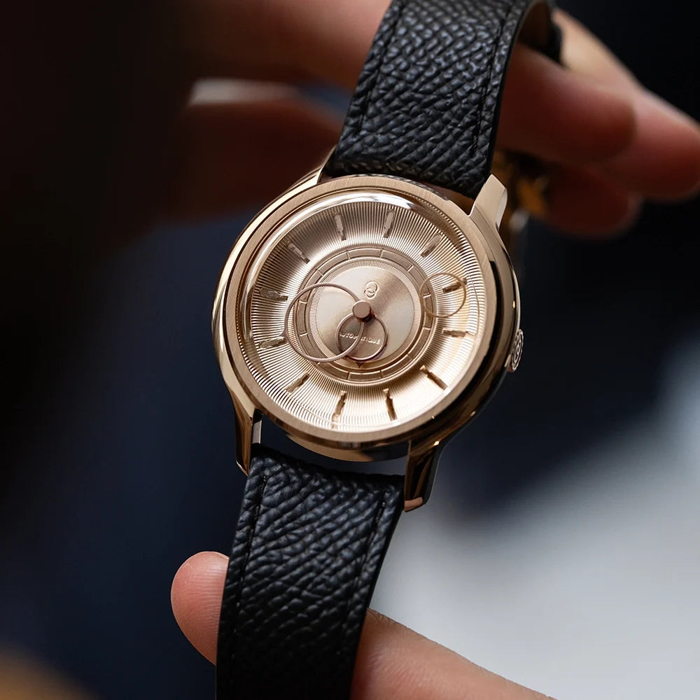 La Pièce n°2 - Rose Gold - Leather strap - Grained Black