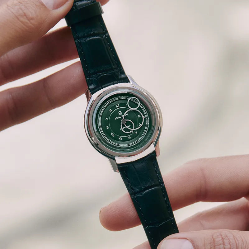 La Pièce n°1 - Olive Green - Leather strap - Grained Black