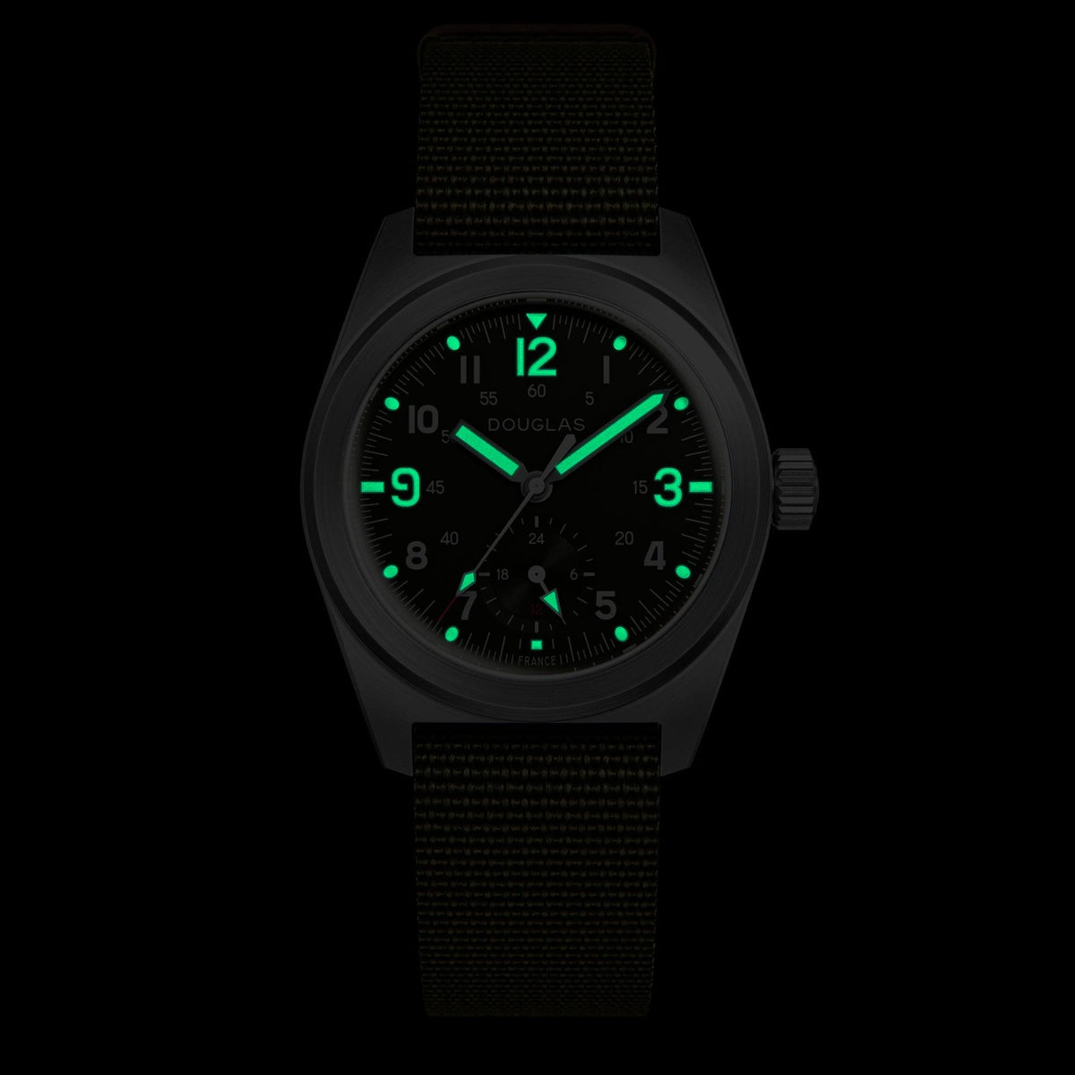 Outrider Professional Mecaquartz 38 Field Watch – French Army Green - Green Nylon & Leather Strap