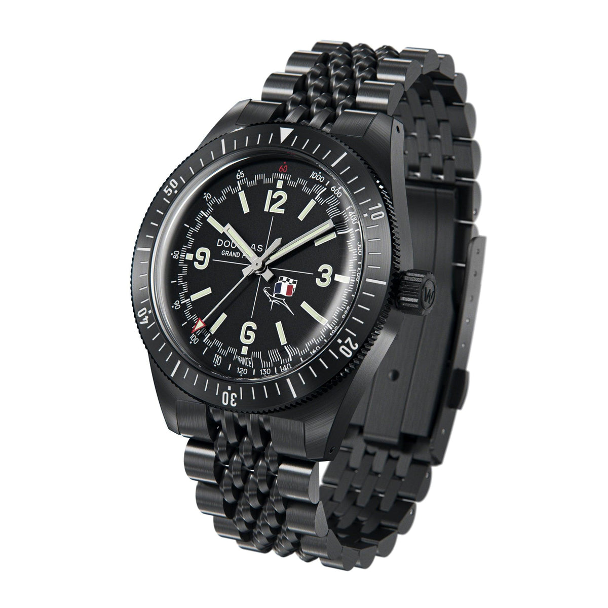 Douglas Grand Prix Professional Racing Watch - Black PVD - René Bonnet Djet 1962 Limited Edition - Black Rally Leather Strap