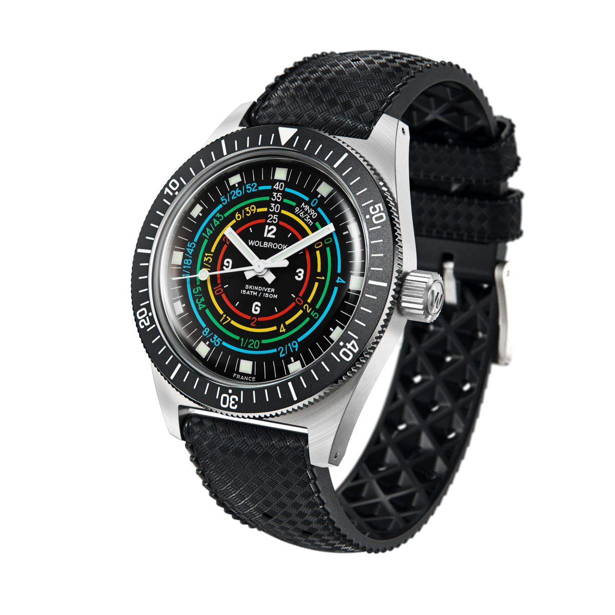 Skindiver Decompression Automatic Watch - MN90 - Sky Blue "Tropic" Rubber Strap