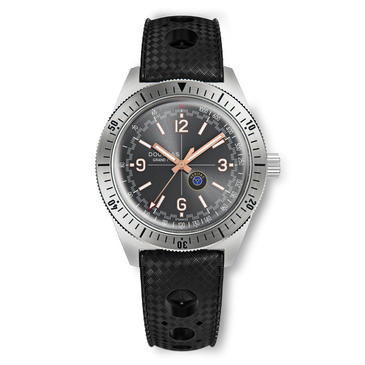 Douglas Grand Prix Professional Racing Watch – Veritas RSII Coupe Limited Edition - Black Rally Leather Strap