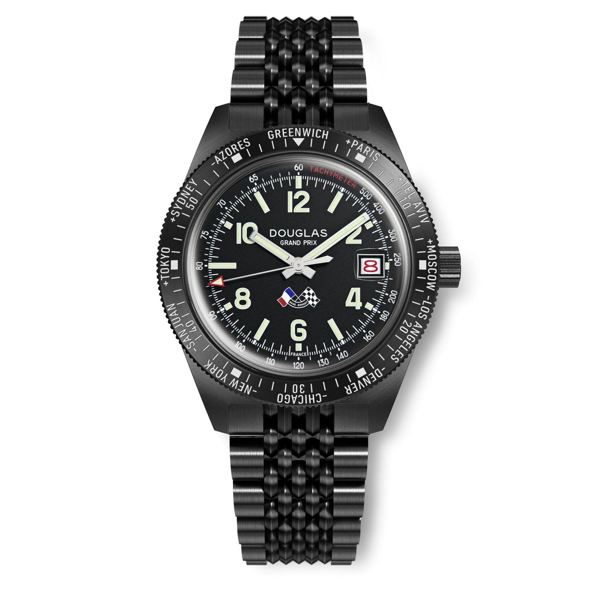 Douglas Grand Prix WT Professional Racing Watch - Black PVD - René Bonnet Djet 1962 Limited Edition - Black Rally Leather Strap