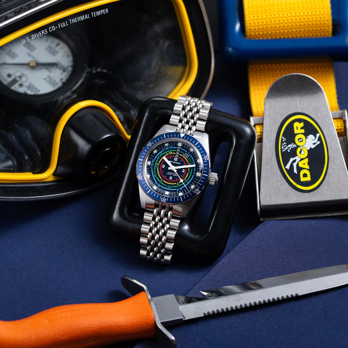 Skindiver Decompression Automatic Watch - MN90 - Blue - Dark Blue "Tropic" Rubber Strap