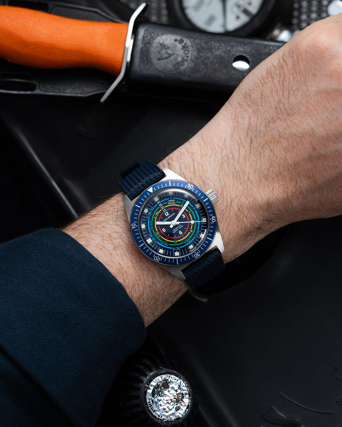 Skindiver Decompression Automatic Watch - MN90 - Blue - Dark Blue "Tropic" Rubber Strap