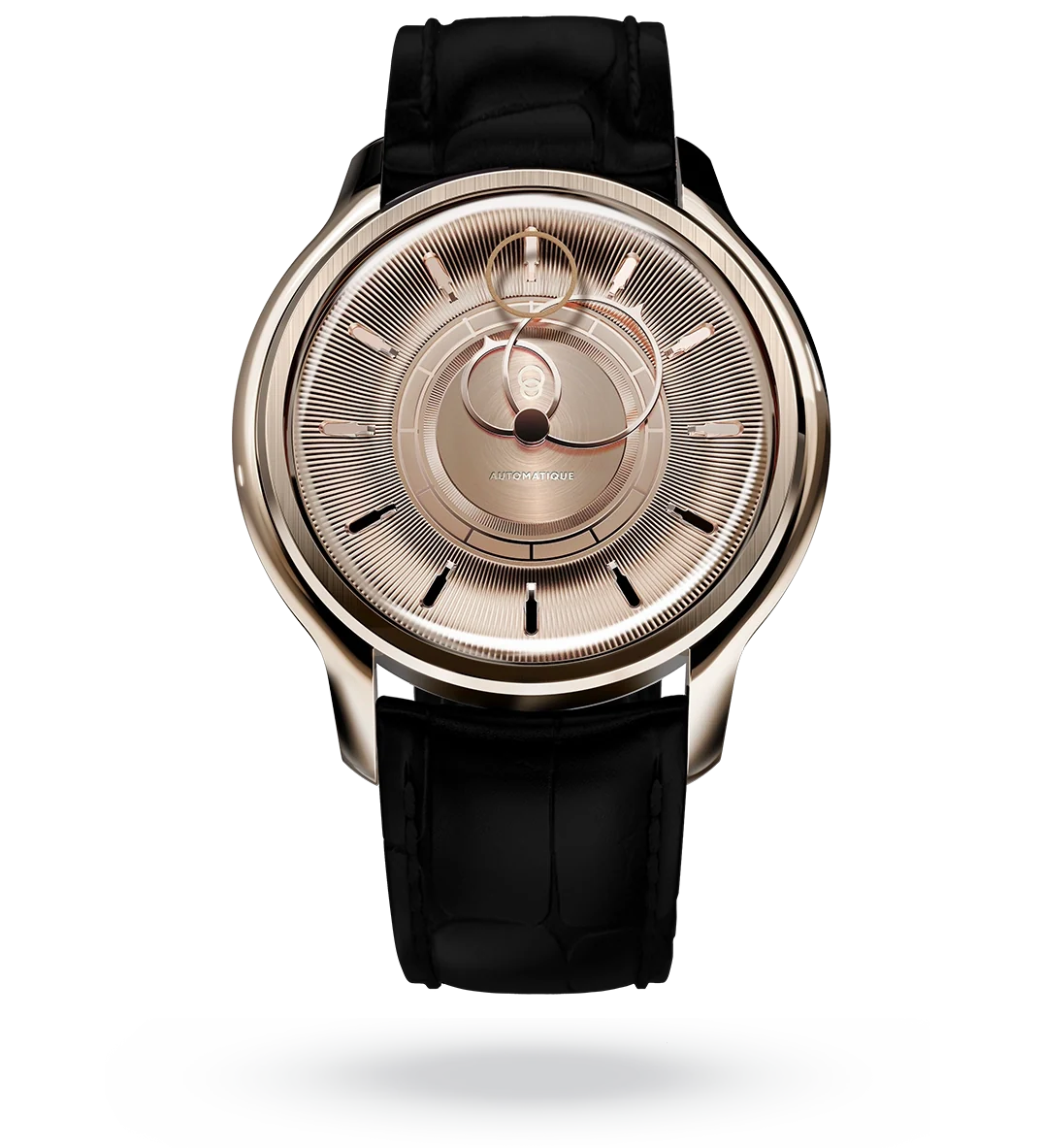 La Pièce n°2 - Rose Gold - Leather strap - Grained Black