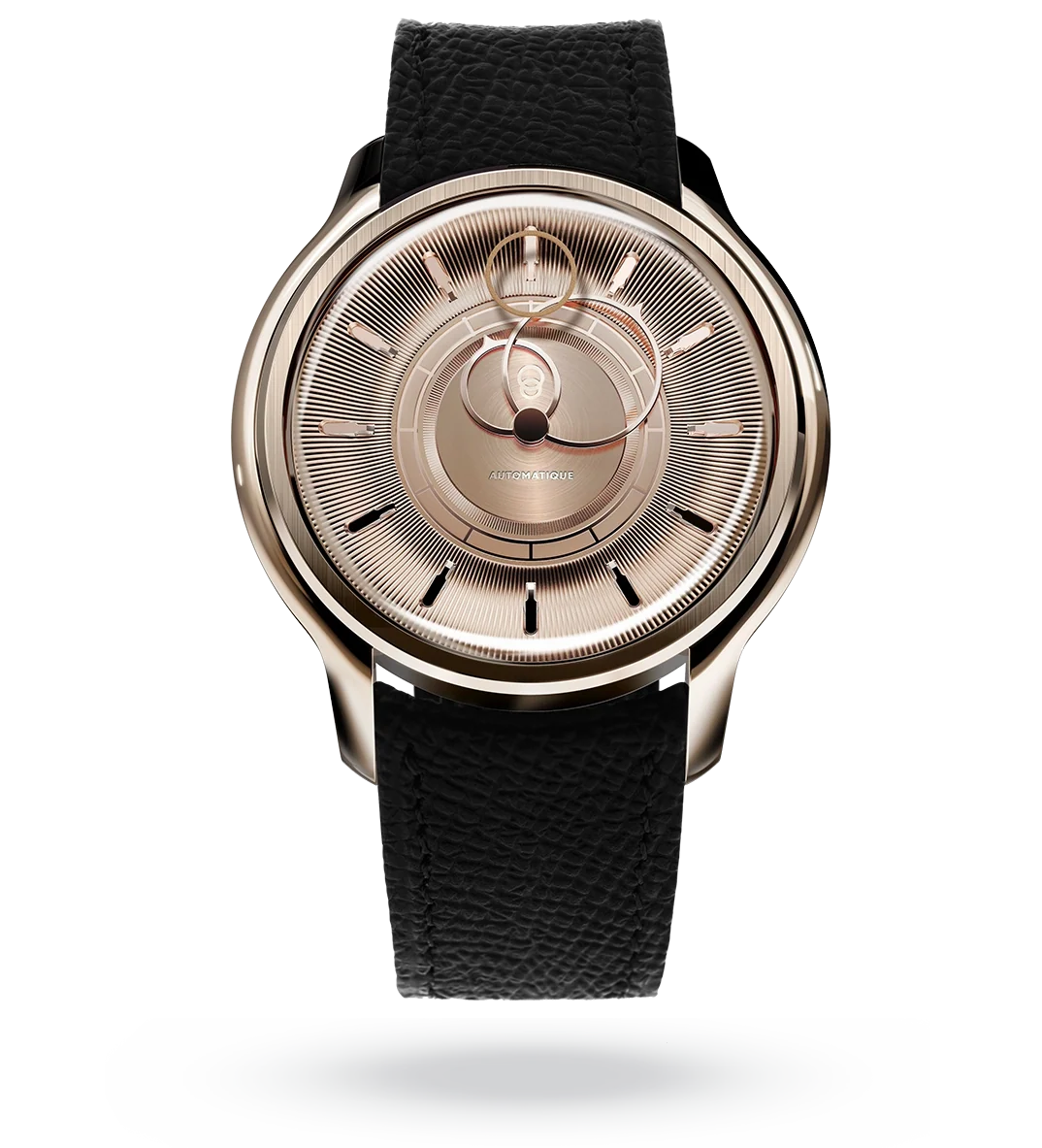 La Pièce n°2 - Rose Gold - Leather strap - Grained Black